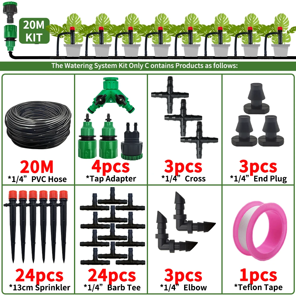 Tuin Druppelirrigatie Automatische Besproeiingssysteem Kit 1/4 ''13 CM Sprinkler voor Bonsai Pot Plant Bloem Groente Kas