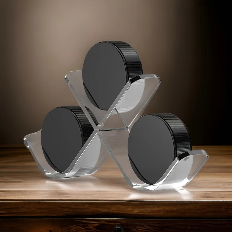 Acrylic Triple Hockey Puck Display Stand Clear Hockey Puck Display Case 3 Slots Holder for Decoration Storage Enduring