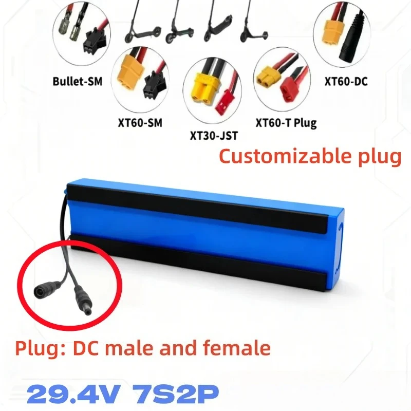 High quality Scooter Battery 24V Aleaivy 7S2P Li-ion Pack with Shock-Resistant Cotton, 29.4V 8Ah for Bike, Hoverboard,Unicycle