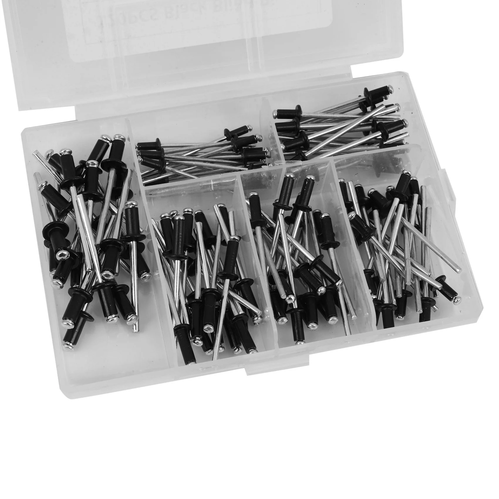120PCS Black Aluminum Core Rivet Kit Rivets Pull Nail M2.4 M3.0 M3.2 M4 Dome Round Head Blind Rivets Remaches Assortment Set