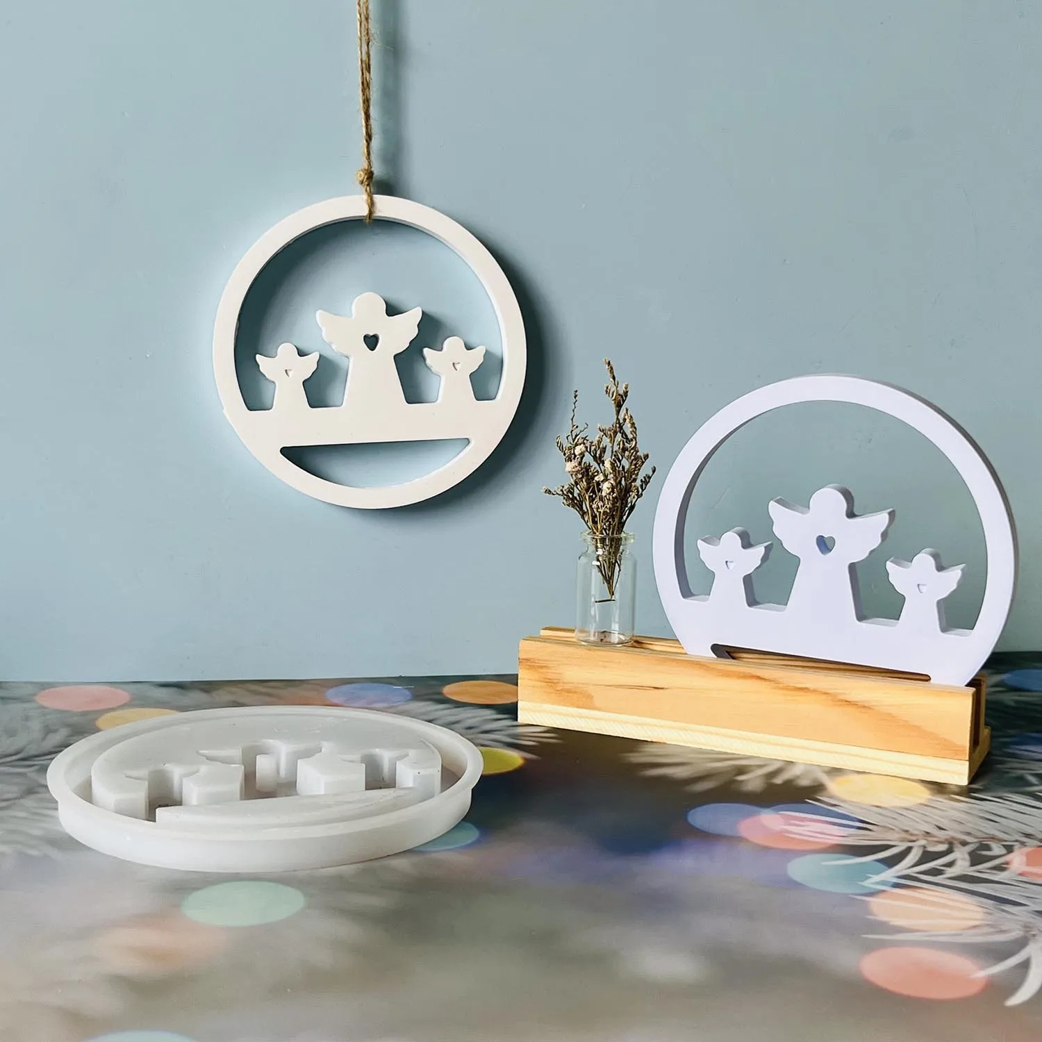 

Ring Angel Pendant Silicone Mold Round Angel Insert Christmas Decoration Gypsum Epoxy Mould