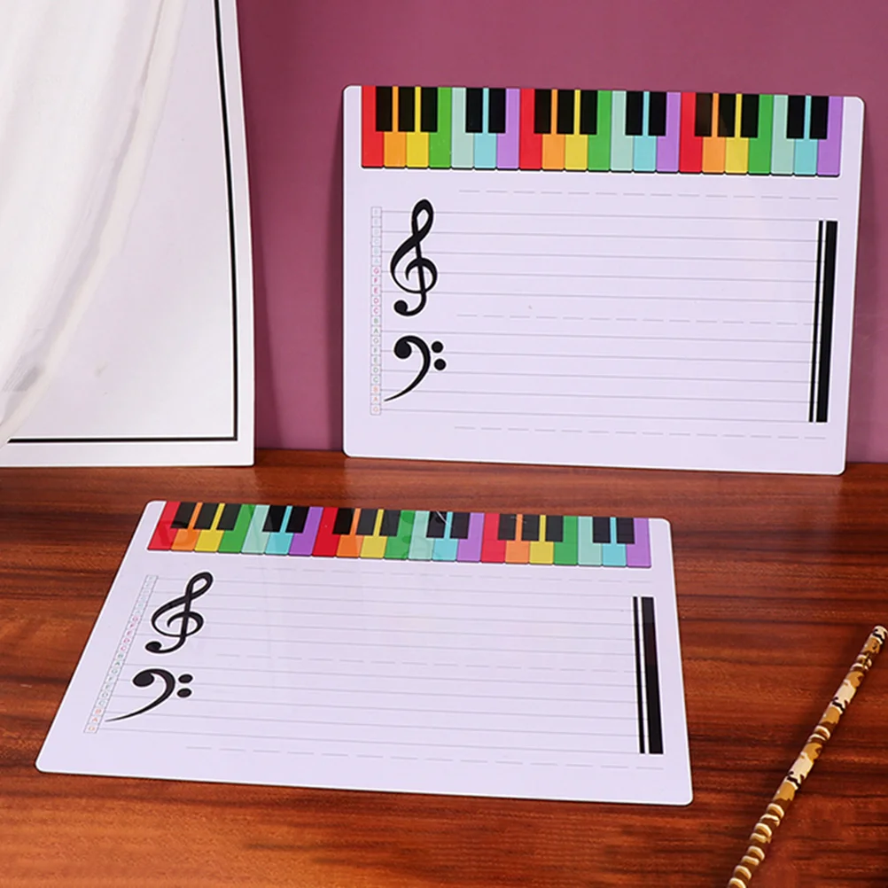 Pizarra blanca para personal, tarjetas de Piano grabables, herramienta de notación de enseñanza borrable, nota Musical, 3 uds.