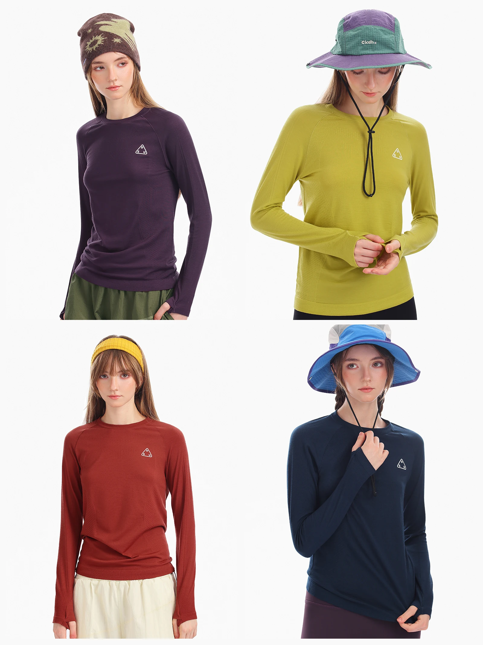 Machine Washable Merino Wool Long Sleeve T-Shirt Quick Dry Outdoor Sports Women's Clothing Seamless Integrated Wool DSU165