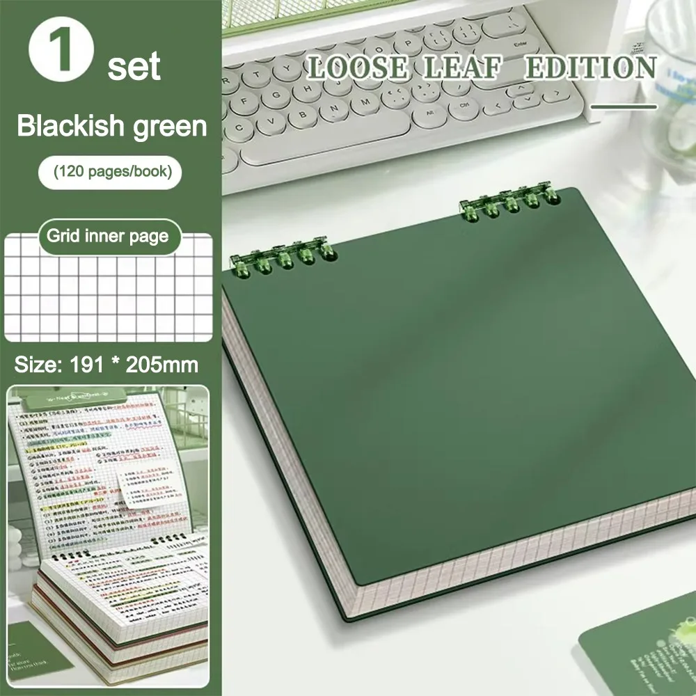 Multifunctional 120 Pages Loose-leaf Notebook Color Flip Up Notepad Grid Inner Pages Detachable Hand Account Book Gift