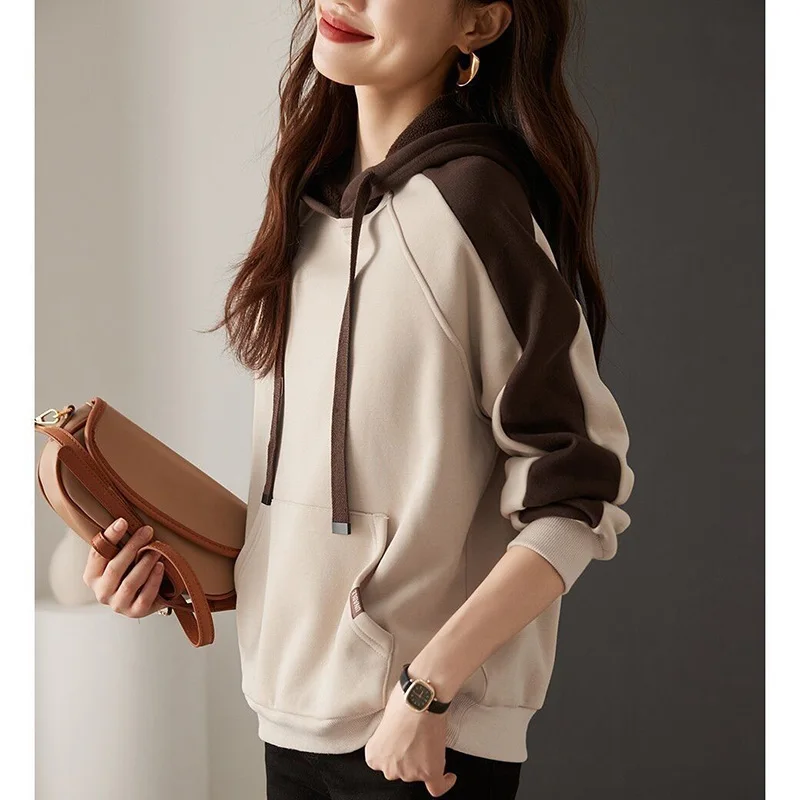 Fashion Hooded Spliced Pockets All-match Hoodies Female Clothing 2023 Autumn New Oversized Commute Tops Loose Casual Sweatshirts