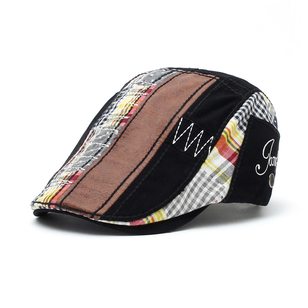 

Design Spring Beret Hat Men Patchwork Flat Peaked Cap Duckbill Hat Women Casual Newsboy Visor Sun Hat Forward Cap Adjustable