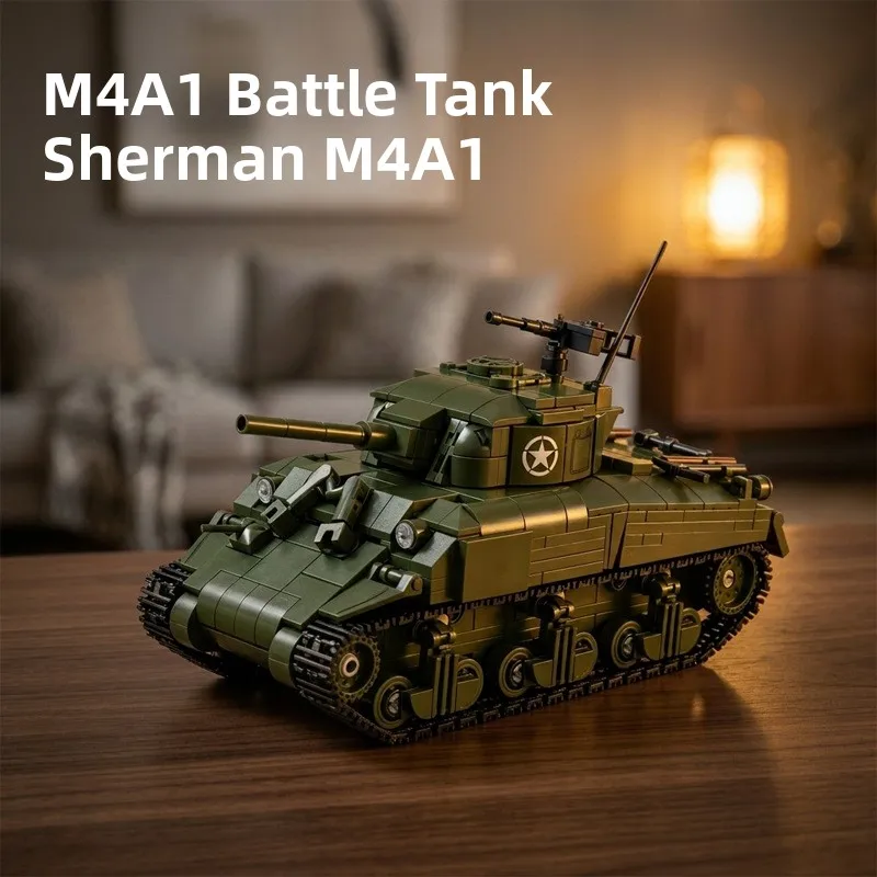 world-war-ii-sherman-m4-medium-tank-military-model-assembly-toy-gift-for-boys-suitable-for-blocks-abs-material-for-child
