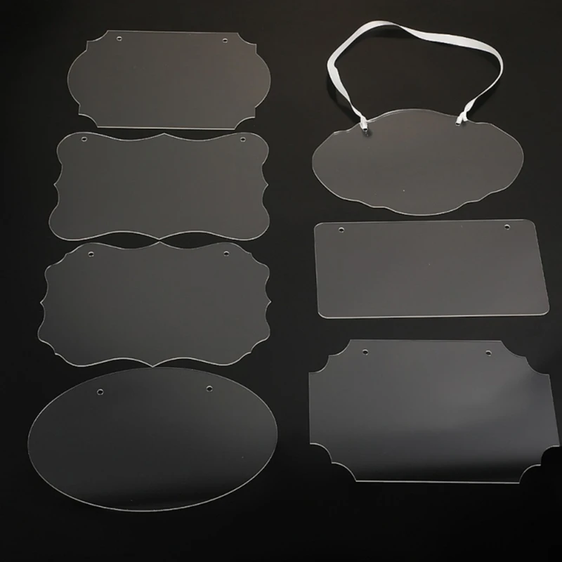 Letreros colgantes sin terminar con 2 agujeros y cuerda, letreros acrílicos transparentes en blanco, letrero decorativo para