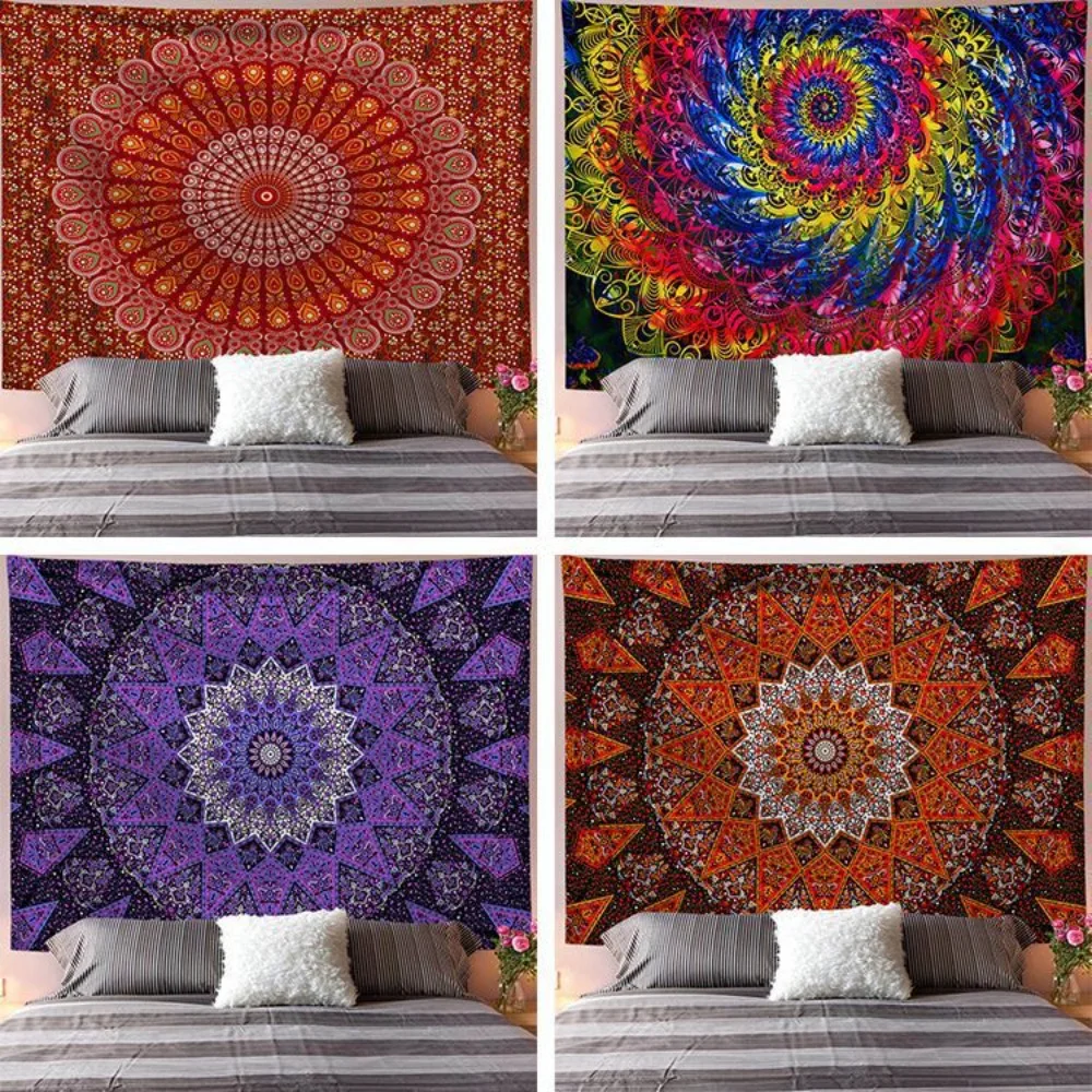 Afbeelding 4: Mandala Stijl Tapijt Muur Opknoping Gooi Tapijt Deken Camping Tent Reizen Boheemse Wandtapijten Achtergrond Doek Strand Yoga Mat