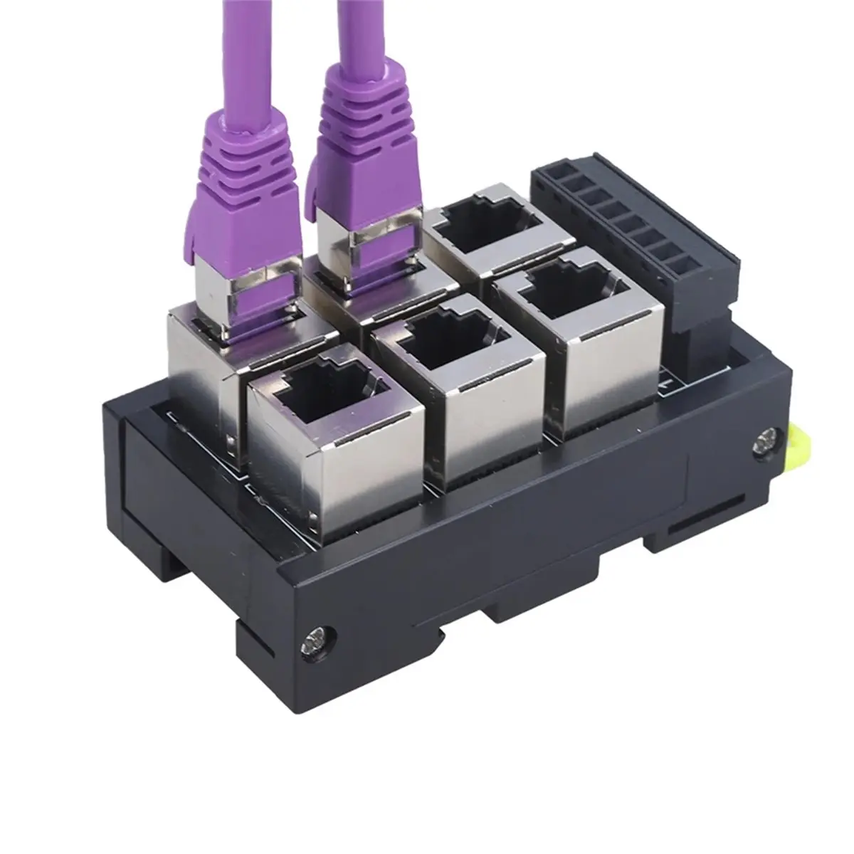 RJ45 Network Port Terminal Block DIN Rail Mount to 8pin 6 Hole Hub Switch Serial Signal Converter RS232 RS485 RS422