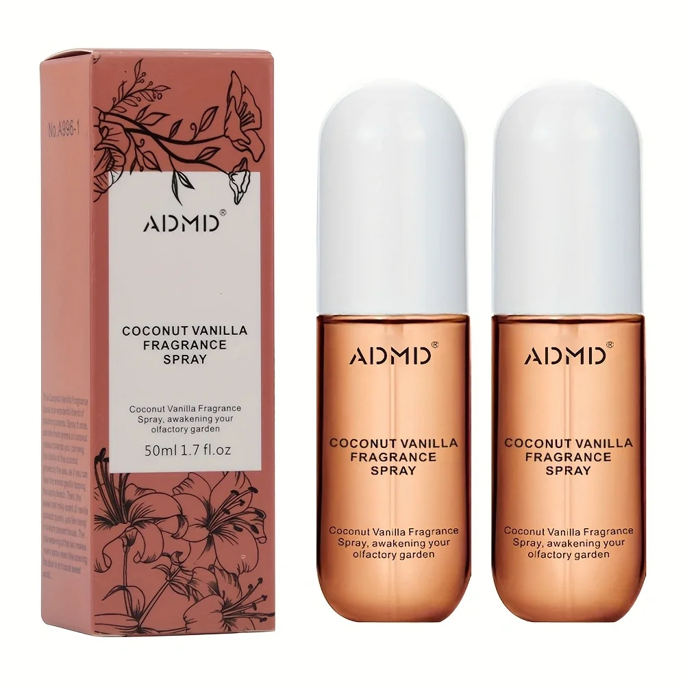 2 Stück Kokosnuss-Vanille Parfümspray, Langanhaltender Duft, Hochwertige Verpackung, Ideales Geschenk für Geburtstag Valentinstag Muttertag, 50ml*2