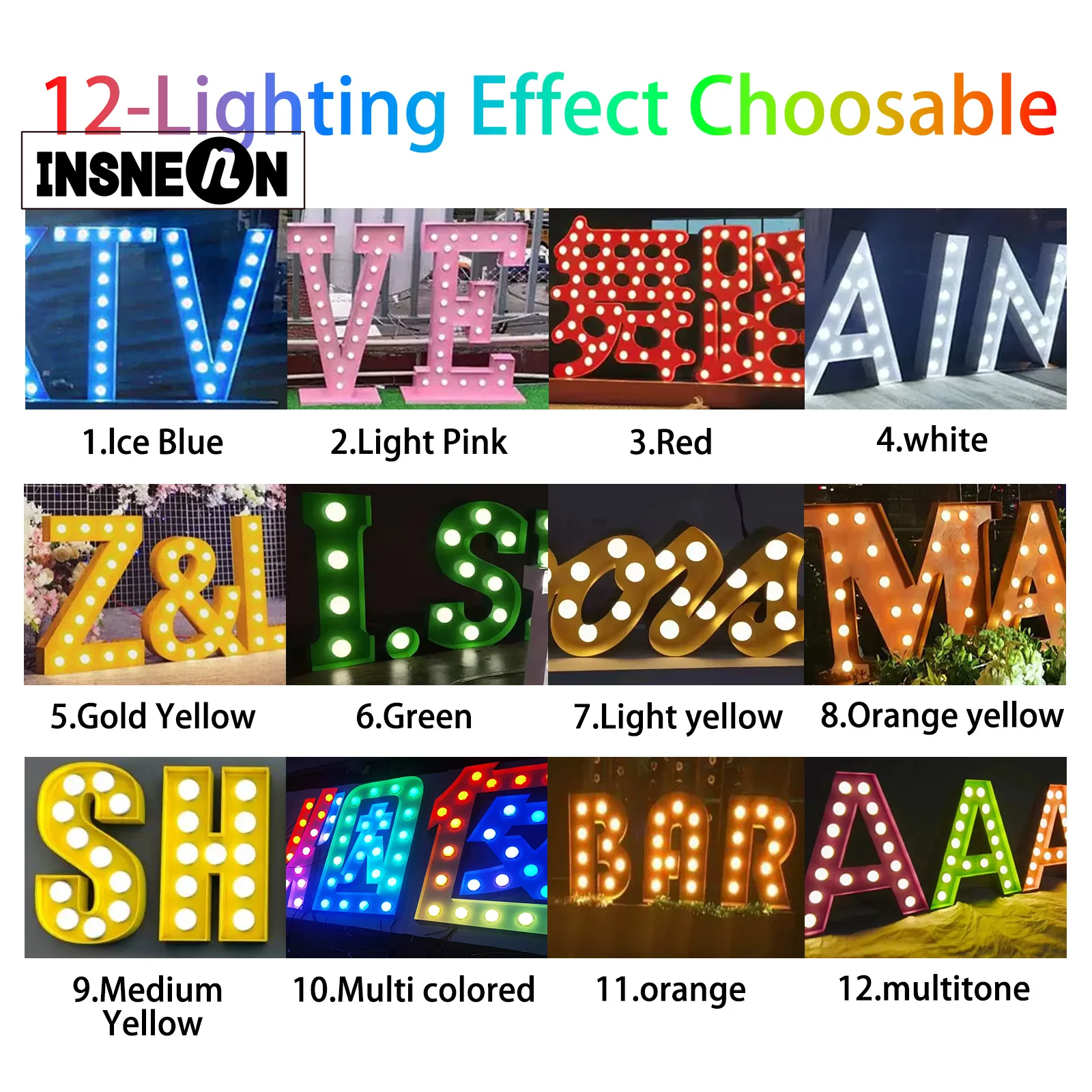 Personalized custom LED atmosphere light bulbs alphabet antique signs Times Commercial Street indoor and outdoor square