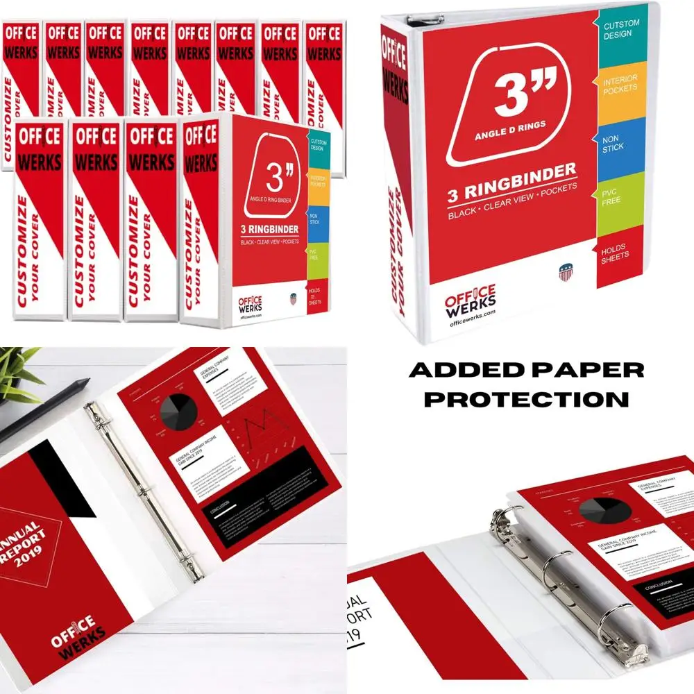 

Папка с 3 кольцами, профессиональная угловая виниловая папка с D-образным кольцом 3 дюйма, папка для презентаций стандартных страниц 8,5 x 11 с карманами, Crystal Cle