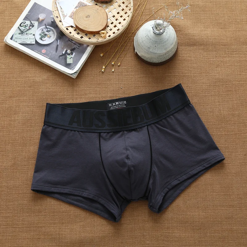 AUSSIEBUM-Boxer taille basse pour homme, respirant, élastique, poudres tridimensionnelles, près du corps, confortable, culotte en coton