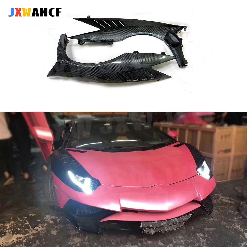 

JXWANCF Carbon fiber Front Lamp Cover Side Fender Trim Plate Spoiler case For Lamborghini LP700 LP720 LP750