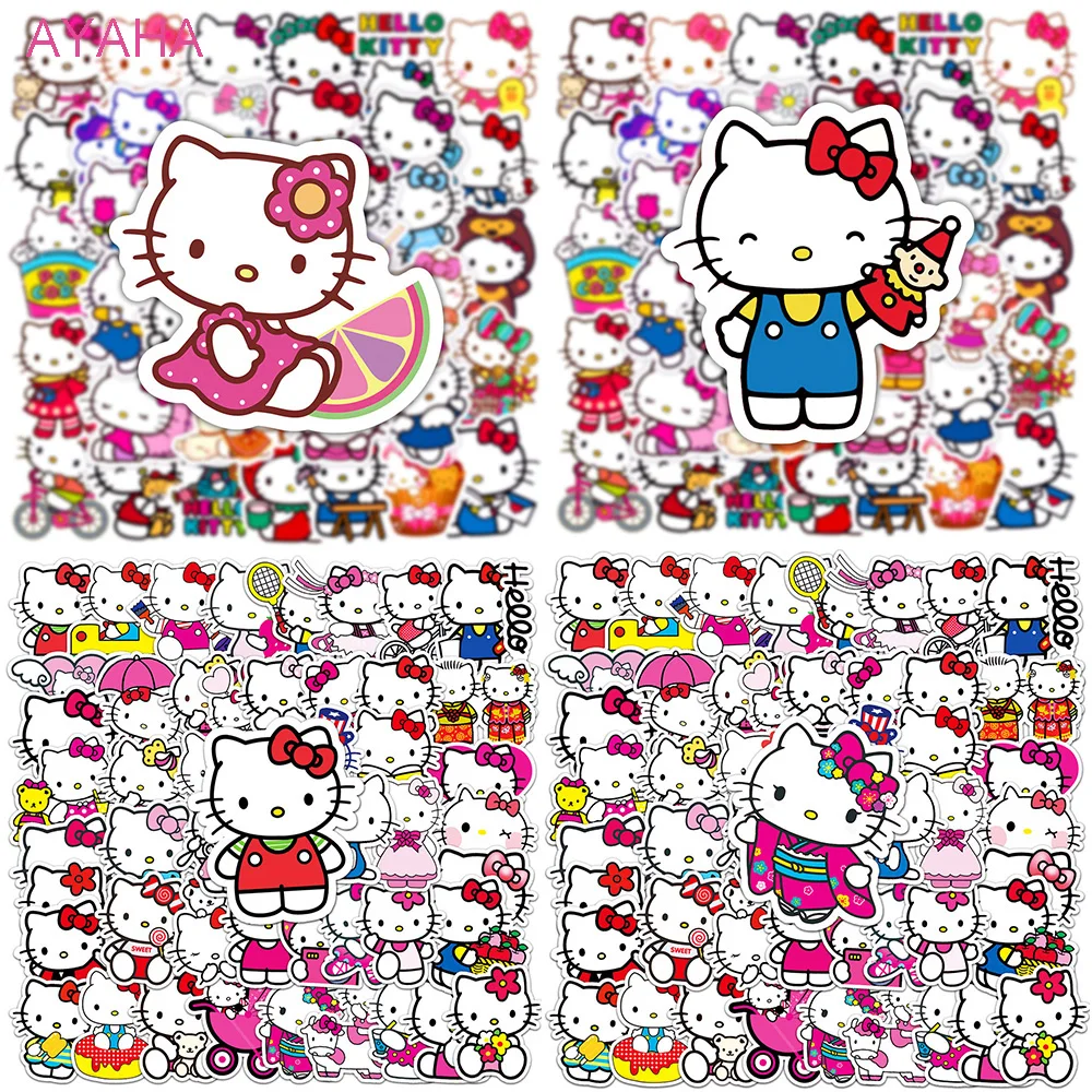 

50PCS Cartoon Cute Hello Kitty Sticker Aesthetic Waterproof Kawaii Girls Decals DIY Luggage Scrapbooking Laptop Sticker Kid Toy