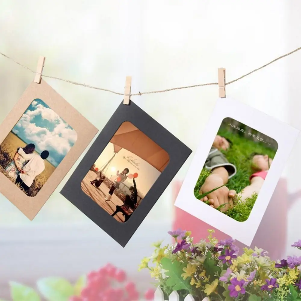 10pcs DIY Kraft Paper Picture Frames with Clips