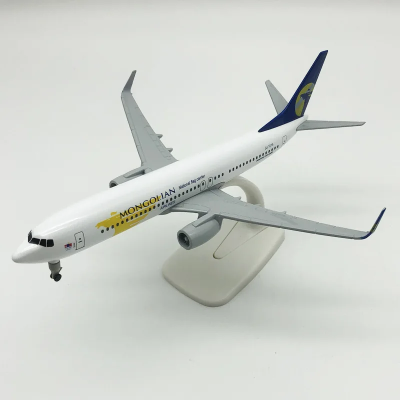 20cm 1:400 Scale Metal Airplane Model Mongolian B737 Airlines Metal Aircraft Replica Alloy Material Aviation Mold Gift Series