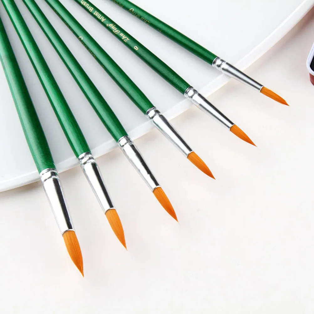 

12pcs Paint Art Brush Set For Acrylic Oil Watercolor Painting Round Pointed Tip Nylon Hairs Green Bar Beginner Advanced Artist