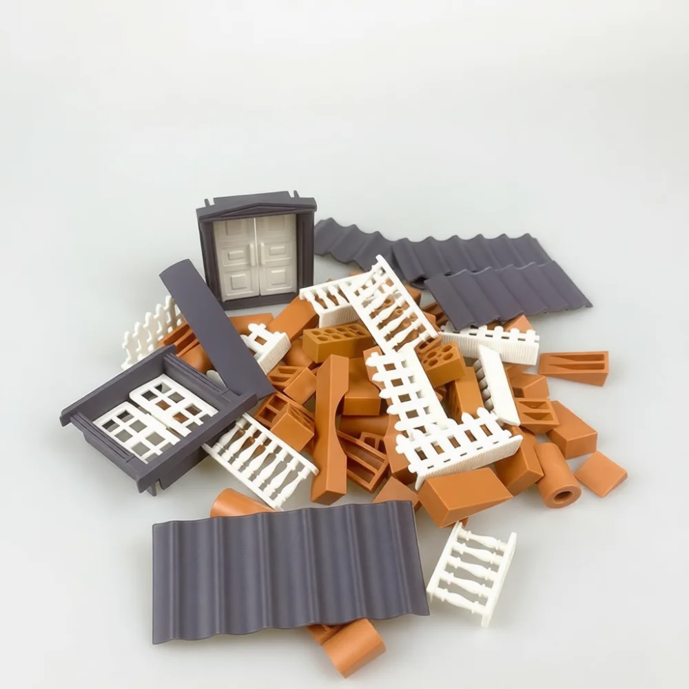 Miniature Plastic Bricks Set DIY Construction Model Materials Kids Handmade Masonry Kits Architectural Wall Units