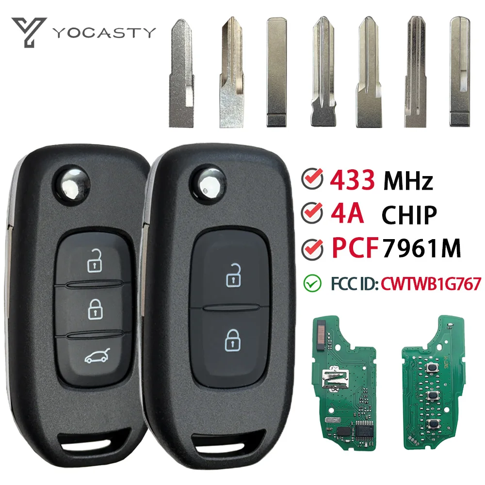 

YOCASTY VAC102 Y62 Лезвие для Renault Lodgy DUZ Kadjar Captur Megane3 Символ Duster Logan2 4A Чип Smart Flip Автомобильный ключ CWTWB1G767