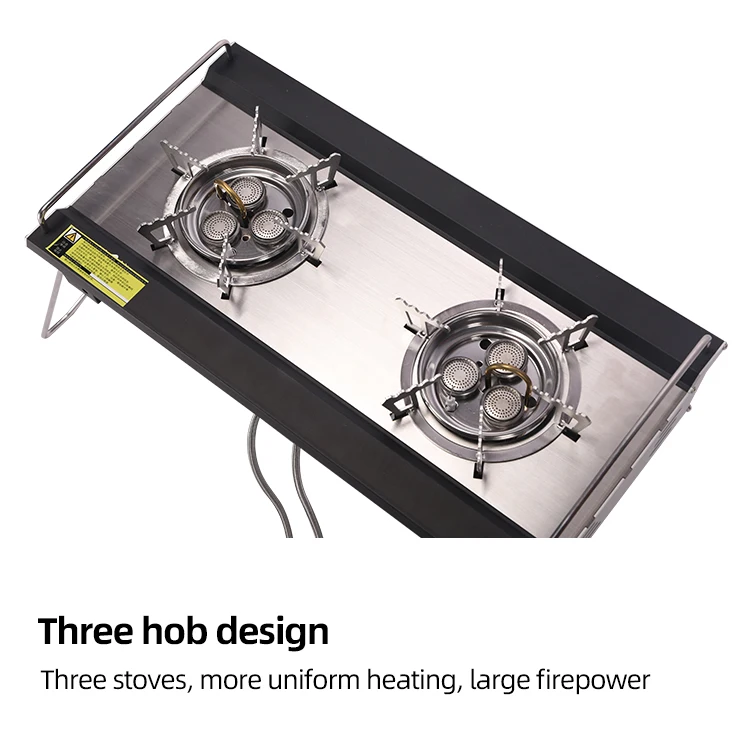 HOMFUL OEM Ultralight Outdoor Double Burner Portable Gas Stove Stainless Steel Folding Double Camping Stove