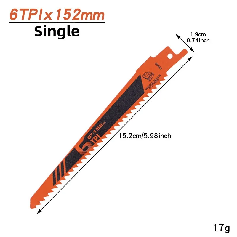 مجموعة شفرات القطع عالية الكفاءة للمناشير الترددية المعروفة أيضًا باسم "المناشير" في بعض سياقات مع شفرات برتقالية بطول 20 سم