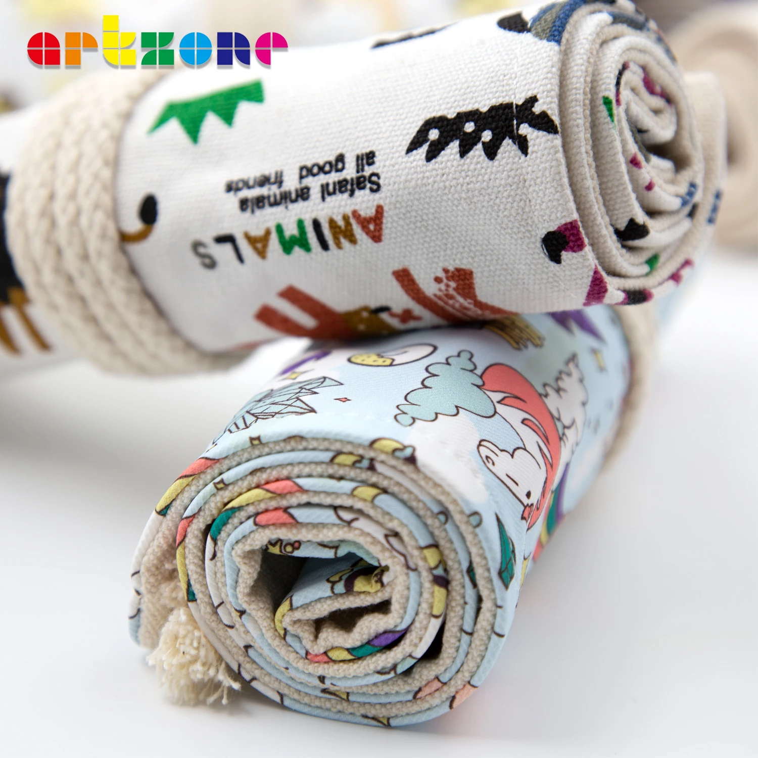 36 Holes Canvas Wrap Roll Up Pencil Bag Colorful Pencil Roll Case Kawaii Canvas Pen Bag