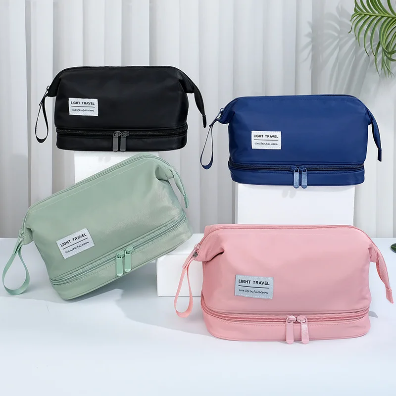 Travel Portable Cosmetic Brush Bag Large Capacity Double Layer Waterproof Makeup Pouch Women Storage Bag Toiletries Organizer