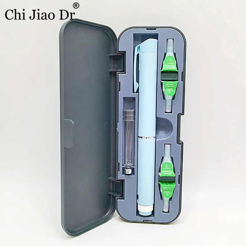 ChiJiaoDr Reusable Insulin Injection Pen Adjustable Pen Syringe Rotating Compression Injection Pen Containing Cartridge Bottle