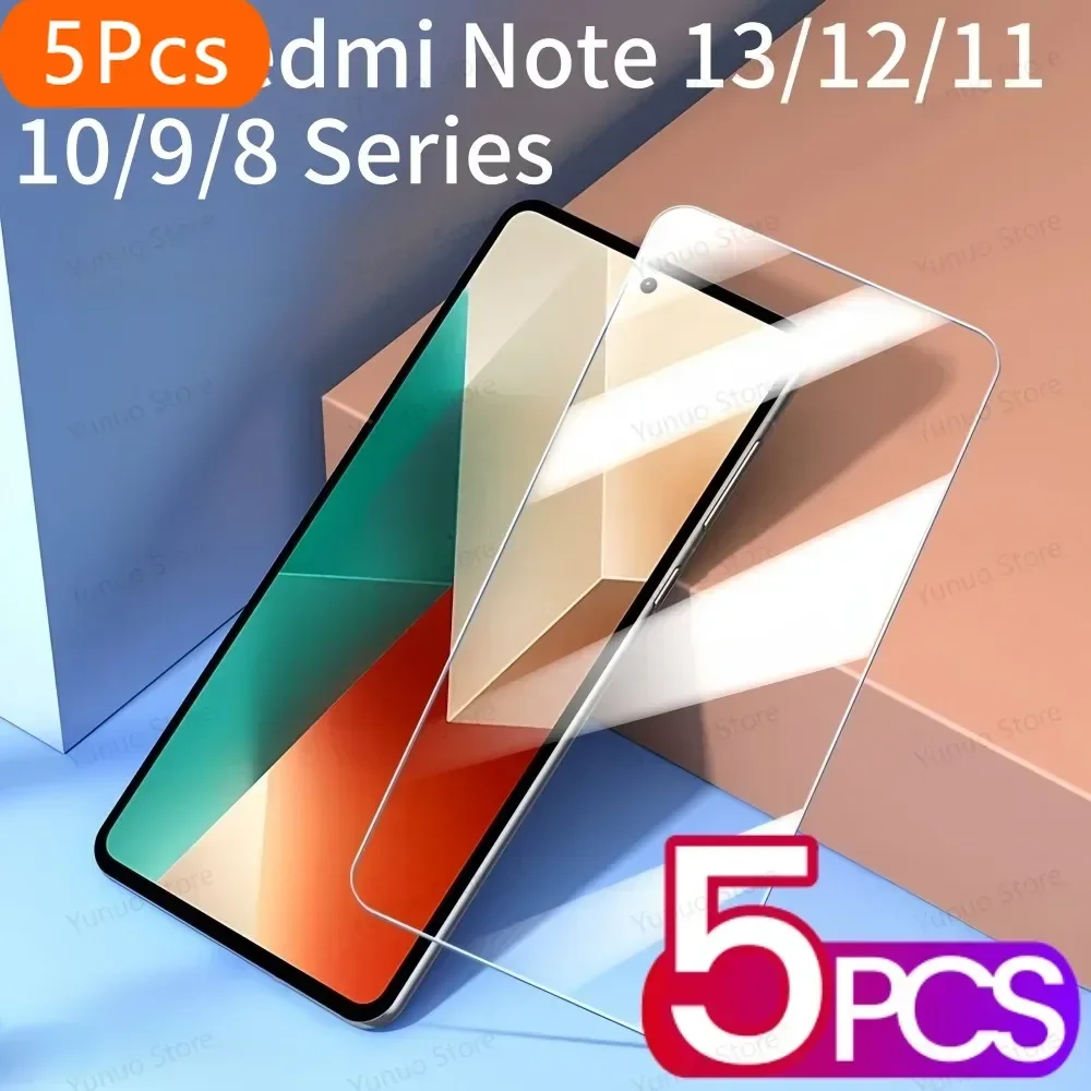 5 STKS Gehard Glas Voor Redmi Note 13 Pro 12 11 Pro 11S Note 8 9 10 Pro 5G 4G Beschermende Film Screen Protector Redmi Note13Pro