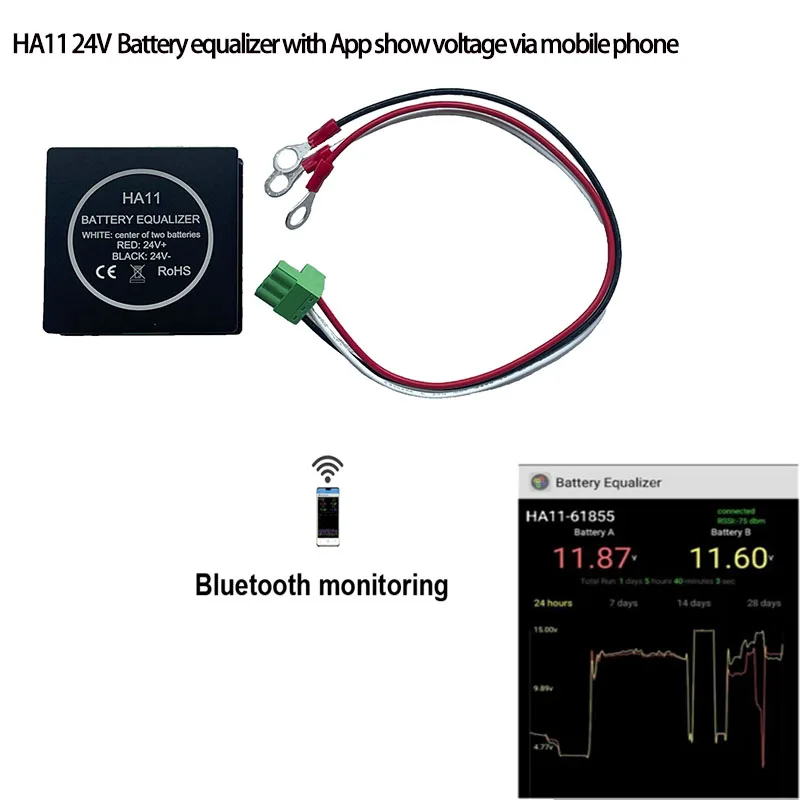 The new HA11 Battery Charging Equalizer With Bluetooth-Enabled Cell Phone Display Can Be Used For 24V Lead-Acid/Lithium