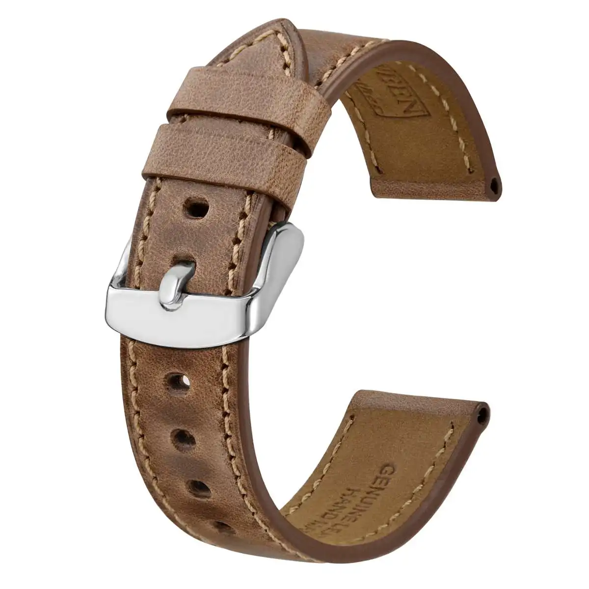 BISONSTRAP Leather Watch Band 18mm 19mm 20mm 21mm 22mm 23mm 24mm,Calfskin Watch Strap,Watch Accessories for Men Women