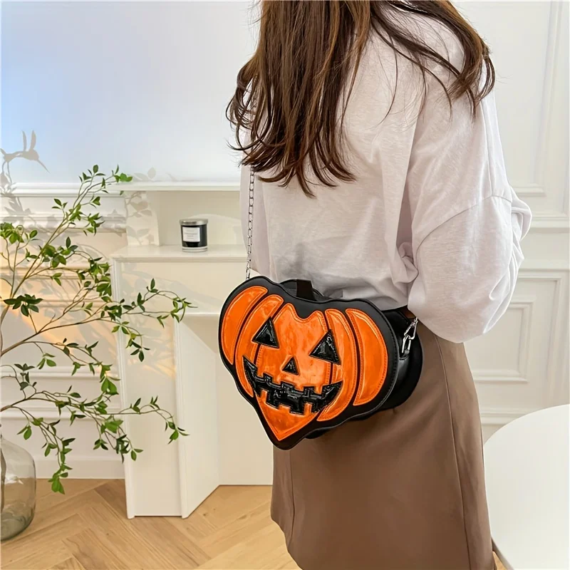 Halloween Themed Shoulder Bag Fashionable Women'S Pumpkin Shoulder Bag Unique Devil Crossbody Bag Halloween Gifts Candy Pack