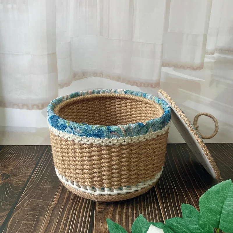 Pure hand-woven storage basket candy snacks refreshments tea fabric storage box retro