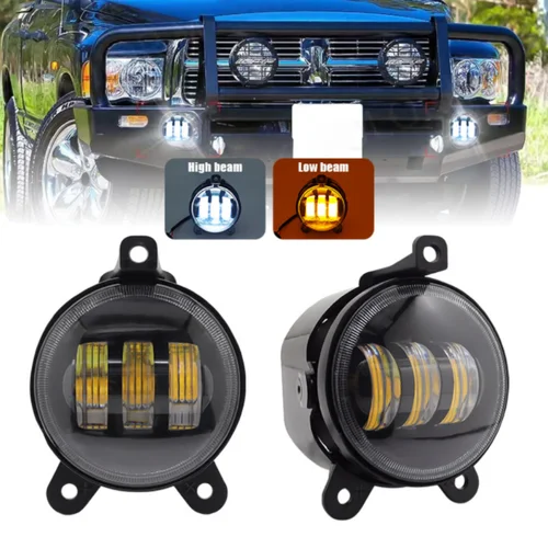 Imagen 1 del producto 1 par de luces antiniebla delanteras de doble Color de 3,5 pulgadas, luces de parachoques de 30W, adecuadas para coches Jeep Wrangler Suv, vehículos todoterreno