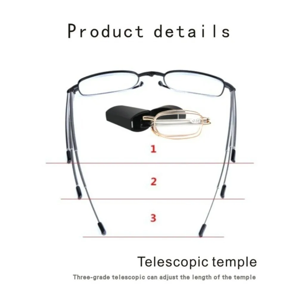 Geschenketui, faltbare Lesebrille +1,00 bis +4,00 Stärke, für Männer und Frauen, Anti-Blaulicht-Weitsichtigkeitsbrille – Detail 8