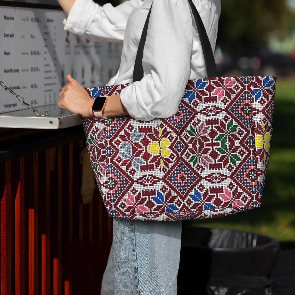 Embroidery The Palestinian Traditional Tatreez Beach Tote Bag Sport Gym Yoga Duffle Large Tote Bag Women Travel Bag Fitness bag