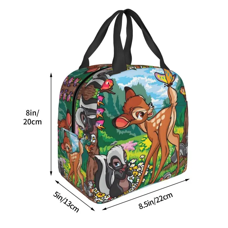 مخصص بامبي صندوق غداء قابل لإعادة الاستخدام المرأة مانعة للتسرب الطباعة الكلاسيكية الحيوان برودة الغذاء الحراري معزول حقيبة الغداء مكتب العمل #3