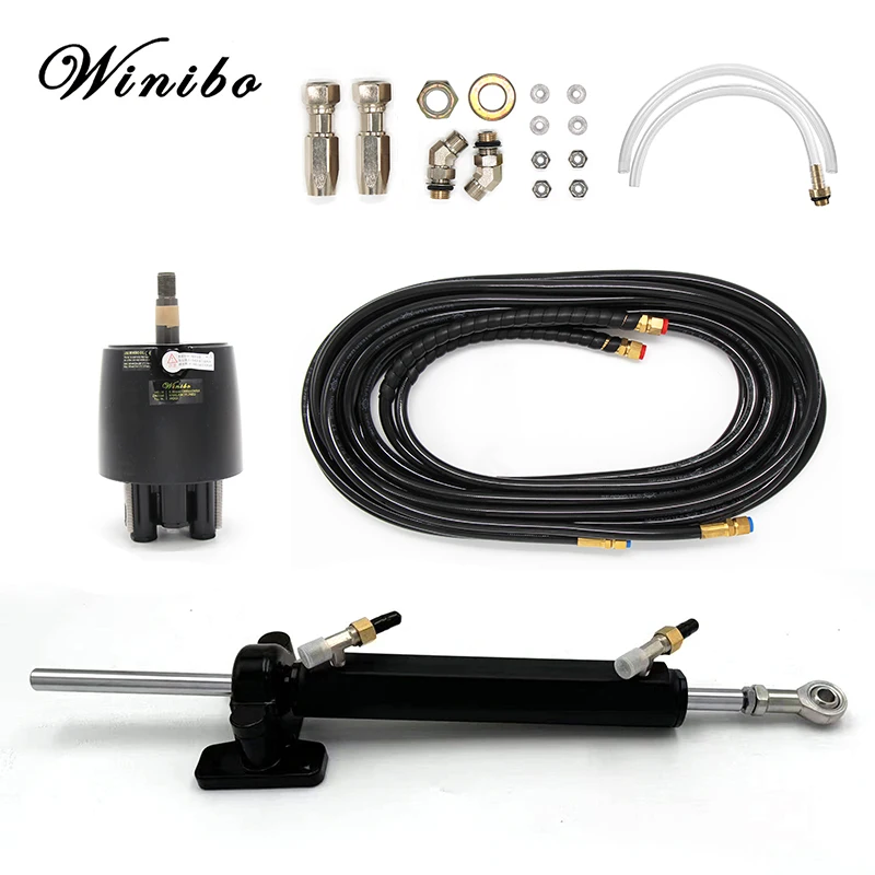 Winibo WQWJ Inboard Hydraulic Steering System With Helm Pump Compact Cylinder Tubing For Vessels Sizes Up To 11 Meters 36 Feet