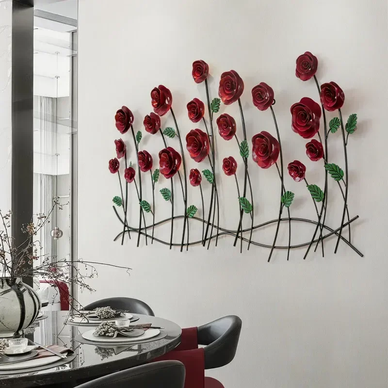 New 3D Wrought Iron Flower Wall Hanging Creative Home Decor Living Room Background Wall Art Pendant