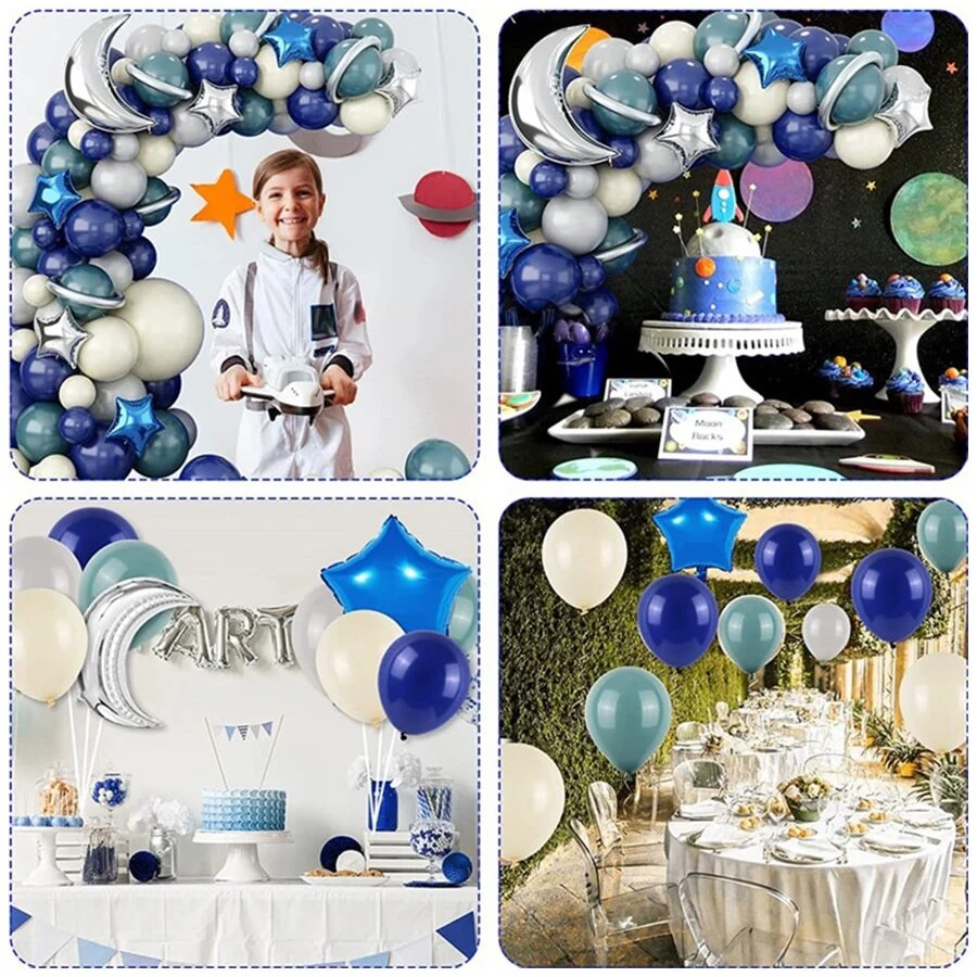 108pcs/Set The Outer Space Star Rocket Moon Themed Balloons Garland Arch Kit 1st 5th Girl Boy Happy Birthday Party Decorations