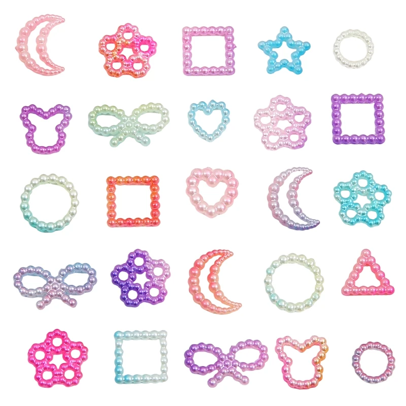 190Pcs Mix Dual Color Gradient ABS Pearl Shaped Patch Star Moon Sun Cream Adhesive Accessories DIY jewelry Accessories Wholesale