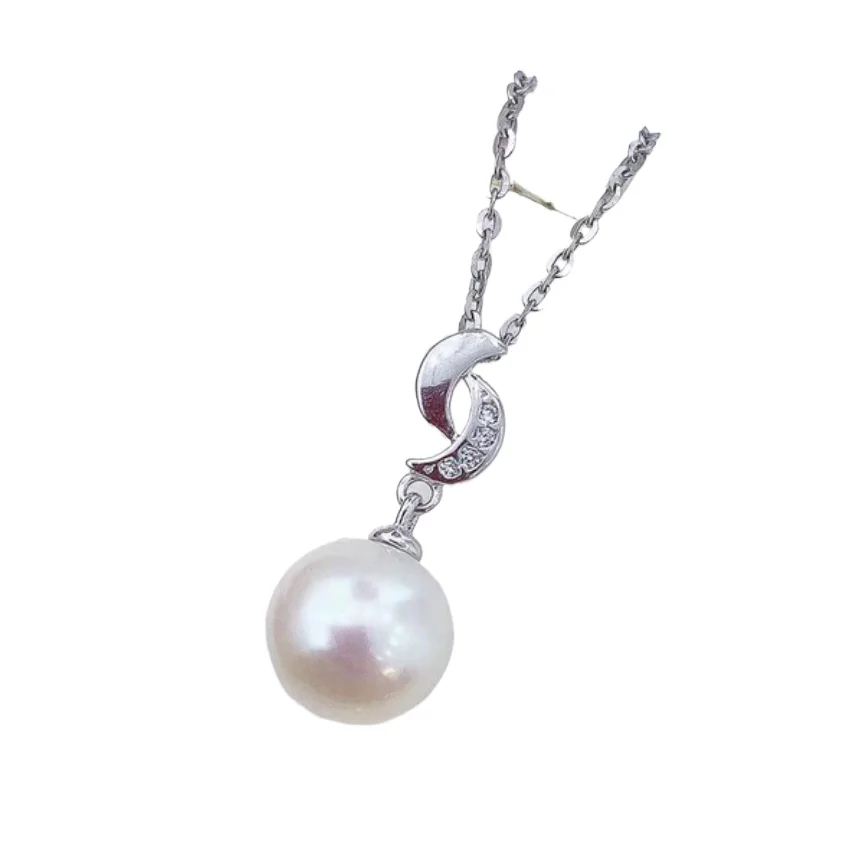 

GENUINE NATURAL SOUTH SEA WHITE ROUND 9-10MM PEARL PENDANT NECKLACE