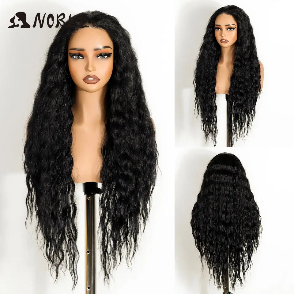 Ombre-Braun mit Highlights, lockige Perücke mit Spitze vorne, 6x4, vorgezupft, vorgekämmt, sofort tragbar, ohne Klebstoff, für schwarze Frauen, hitzebeständige Faser. – Detail 7