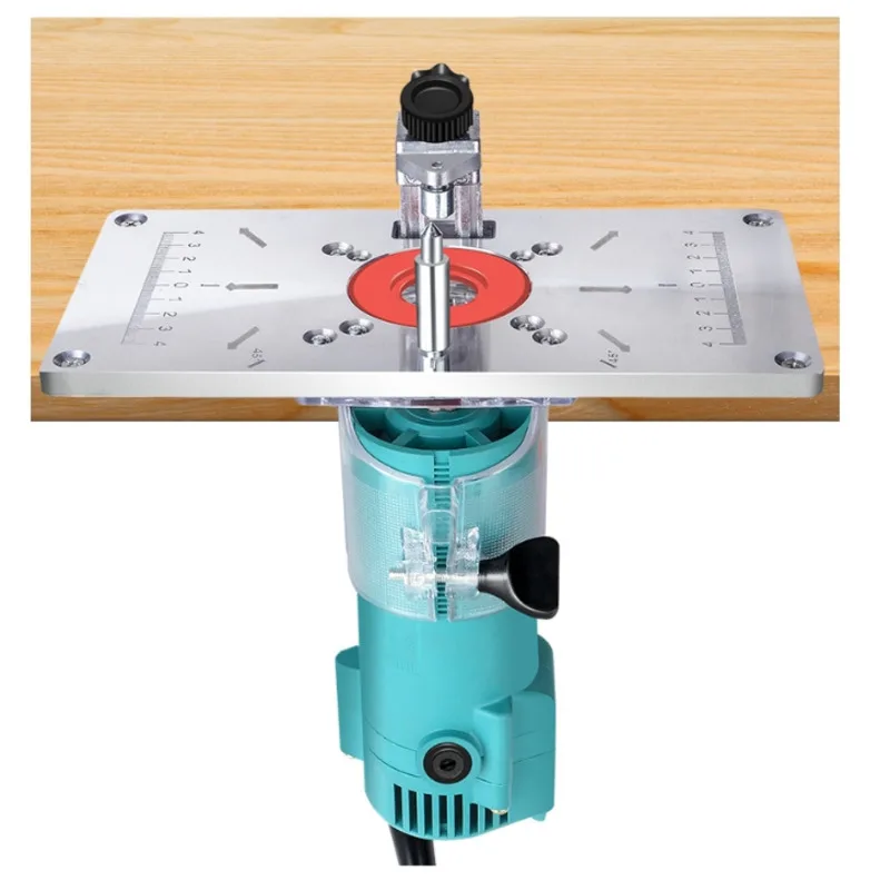 New Router Table Insert Plate Aluminum/ABS Trimming Machine Engraving Flip Board With 4 Rings For Woodworking