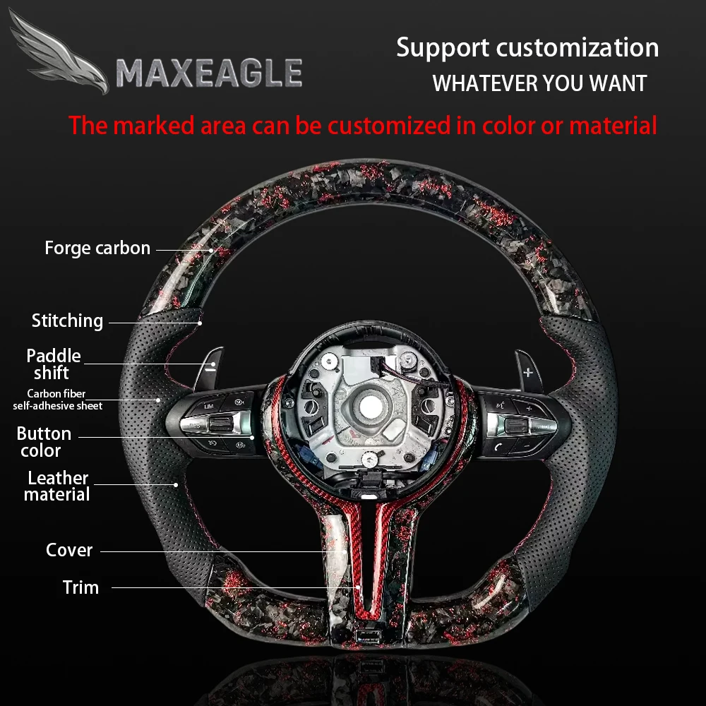 

Руль MAXEAGLE для BMW F87 F80 F10 F06 F12 F13 F15 F16 F20 F22 F30 F31 F32 F33 F36 Кованый руль из углеродного волокна