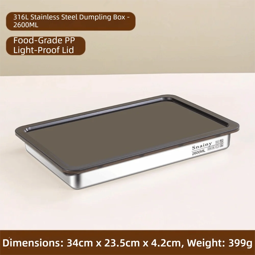 

316L Stainless Steel Dumpling Storage Box Airtight Non-Stick Refrigerator Box Large Capacity Food Storage Container Home Kitchen