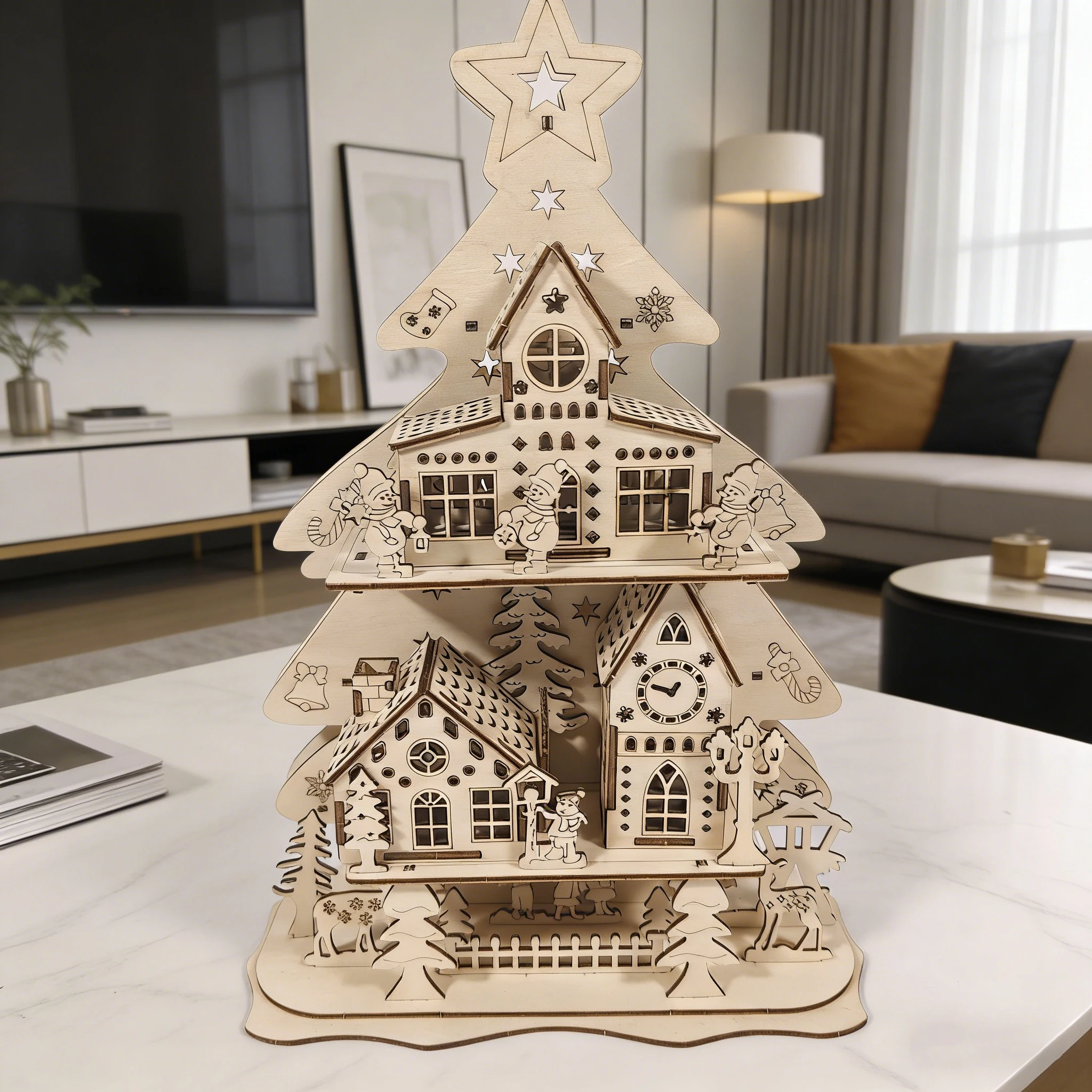 

DIY Christmas Cottage Model Assembly Kit | Tiered Christmas Tree Model Kit | For Christmas Decorators and Craft Enthusiasts