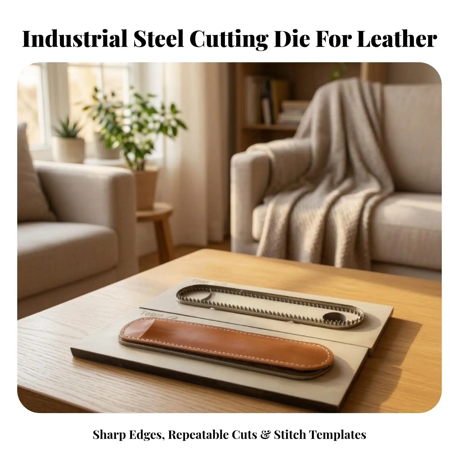 Leather Pencil Pouch Die for Craft Cutter with Wood Mounted Metal Blade for Leather Working Tool Set
